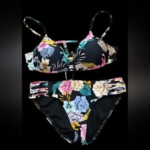 Floral Black Two-Piece Bikini Set